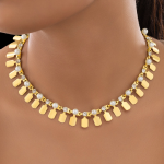 PRAO Anti-Tarnish Gold Plated Tribal Necklace with Pearl & Crystal - Image 2